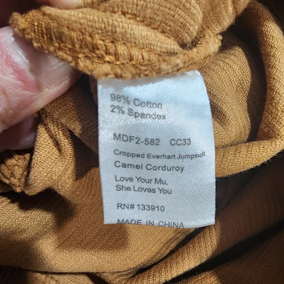 NEW Show Me Your Mumu Cropped Everhart Jumpsuit Camel Corduroy Small Retro Boho - Picture 8 of 12